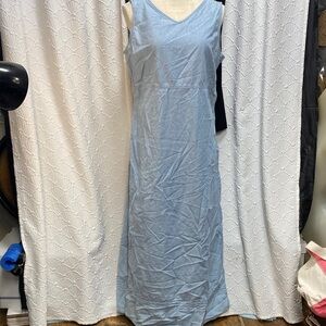 Liz Claiborne size large Light Blue maxi Denim look Fabric side zipper casual